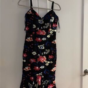 Guess Floral Embroidered Black Dress
